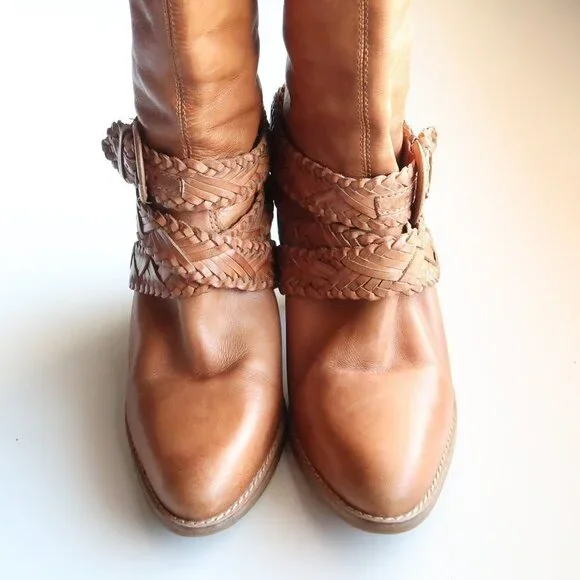 Roots Brazilian Almond Toe Block Heel Western Cowgirl Tall Riding Boots Size 8 - Picture 12 of 16